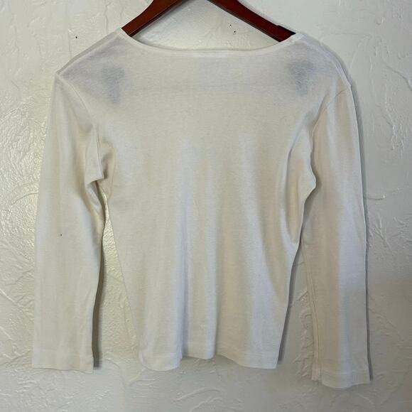 Bryn Walker Size S Top Tencel Blend Long Sleeve Ivory Basic Quiet Luxury READ - Picture 7 of 12